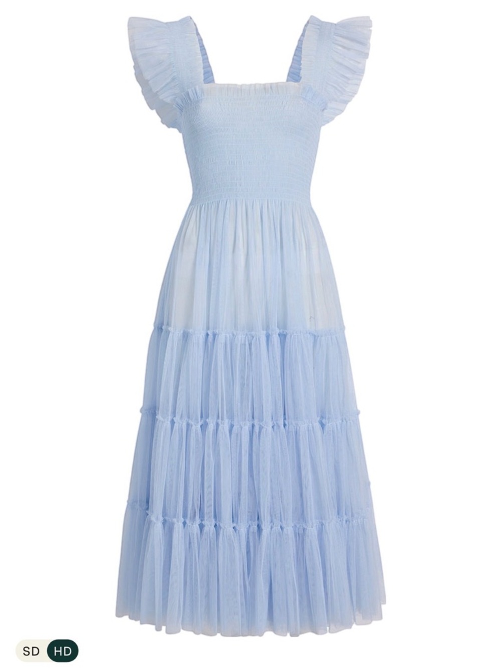 WORN ONCE Light Blue Tiered Midi Dress with Ruffle Straps